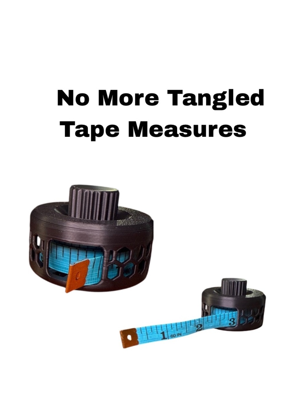 3D Printed Sewing Tape Measure Winder & Storage Case Fits 15mm Tape Black